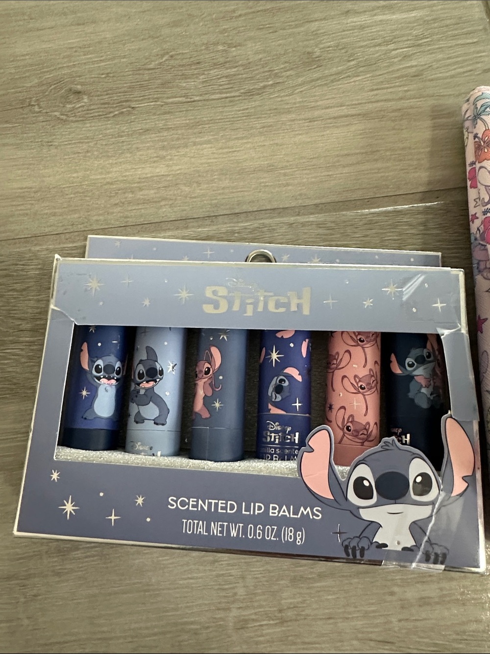 Disney Pink Floral Lilo & Stitch Cosmetic Pouch with Blue Lip Balm Set - Picture 3 of 3